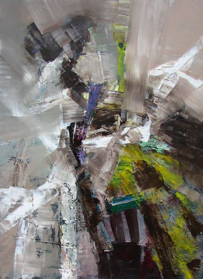 Ulubiony - obraz Katarzyny Williams - Abstrakcyjna kompozycja malarska w neutralnych kolorach z wyraźną fakturą